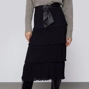 ZARA RUFFLED DOTTED MESH SKIRT - SMALL - NWT